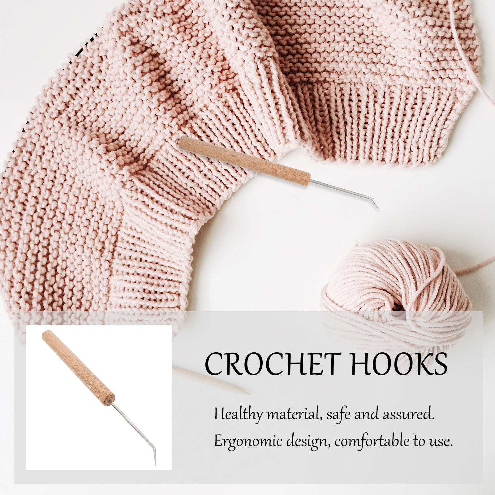 Wooden Crochet Hooks Ergonomic Handle - Häkelnadeln mit Holzgriff, ergonomisches Design für