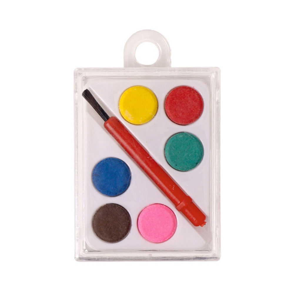 Watercolor Paint Set Solid Pigment - Tragbares Aquarellfarben-Set mit Pinsel, 6 Farben,