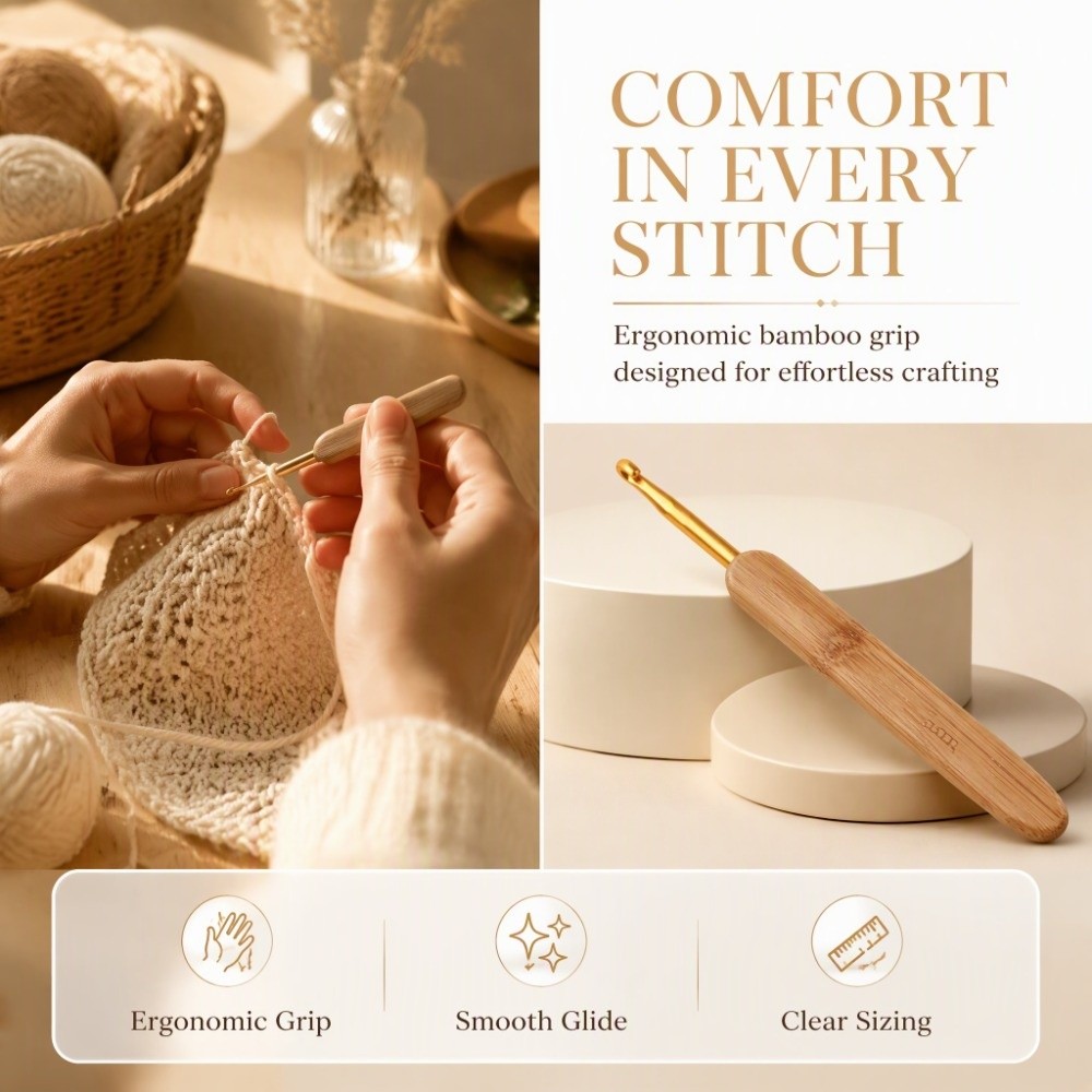 8-teiliges Set mit Häkelnadeln – Wooden Crochet Hooks Ergonomic Handle Bewertung und Preis